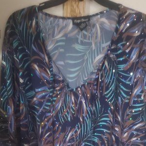 Maggie Barnes 4X V Necked 3/4 Sleeve Blouse